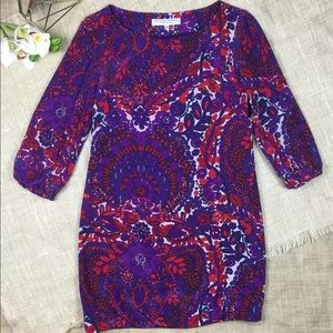 Trina Turk Dress Silk Shift Floral Paisley Red